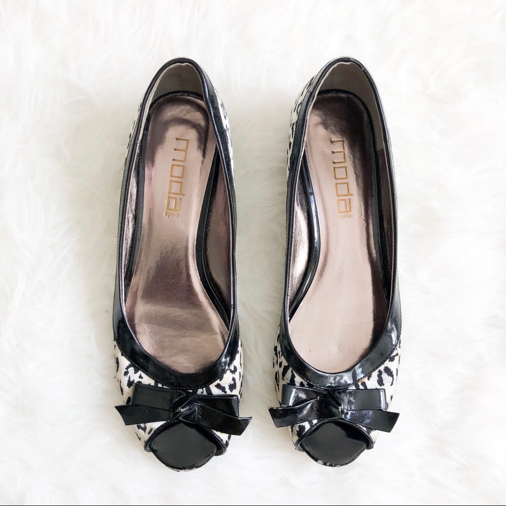Moda Spana Snow Leopard Peep Toe Flats